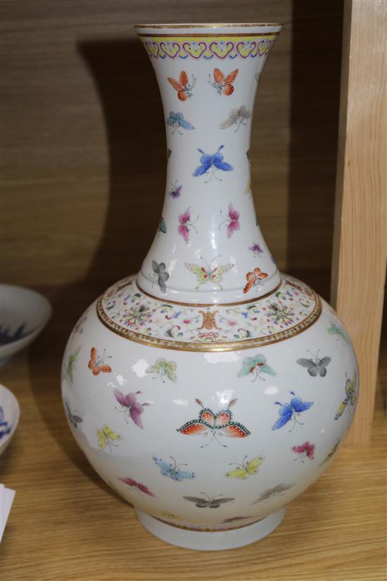 A Chinese famille rose bottle vase, Guangxu mark but later, 15in.